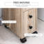 Armoire de salle de bain autoportante compacte avec 2 armoires ouvertes, 1 armoire à portes, 1 tiroir et 4 roulettes, couleur grain de chêne