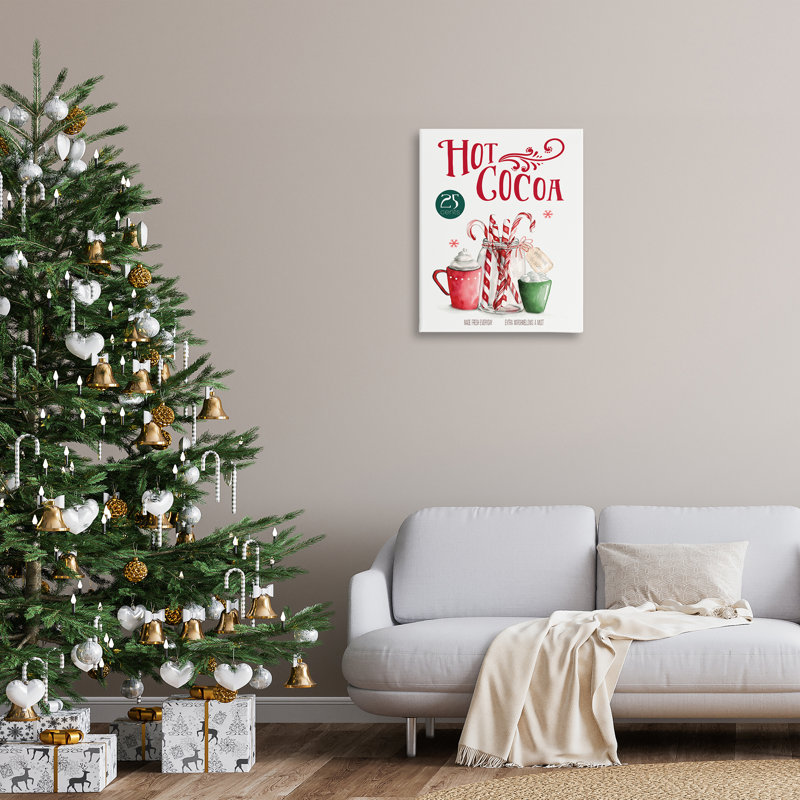Art mural rétro sur toile, "Winter hot cacao" par Carol Robinson, H 30 po x l 24 po