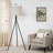 61" Modern Tripod Floor Lamp With Beige Shade, Rotary Switch, Stable Metal Base, Smart Home Compatible, No Bulb Included, Black & Beige For Living Room, Bedroom, Office