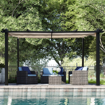 Pergola 13 x 10 pi avec auvent pour patio extérieur - Pare-soleil en matériaux de qualité supérieure, abri de soleil en aluminium 13 x 10 terrasses supérieur, cadre