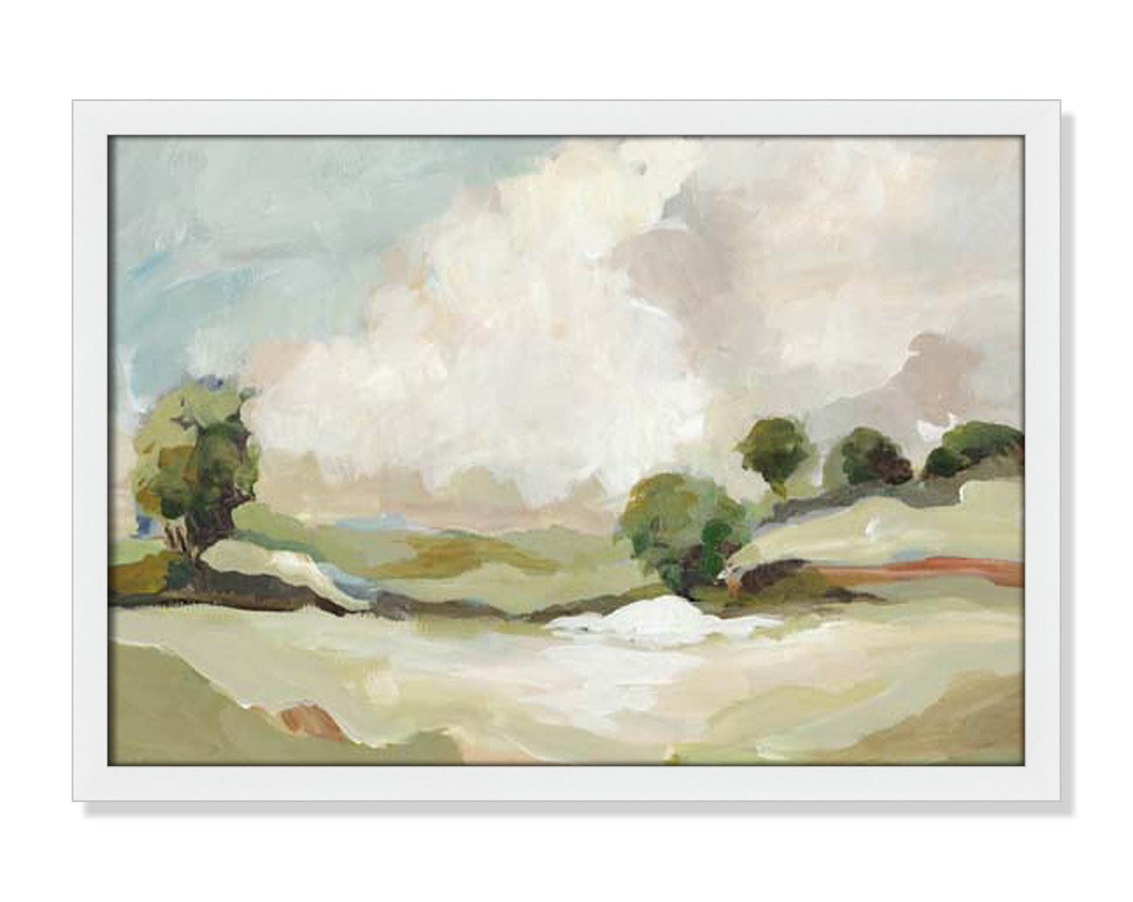 Pastoral Land Print, 17" H x 23" W x 1.25" D, White