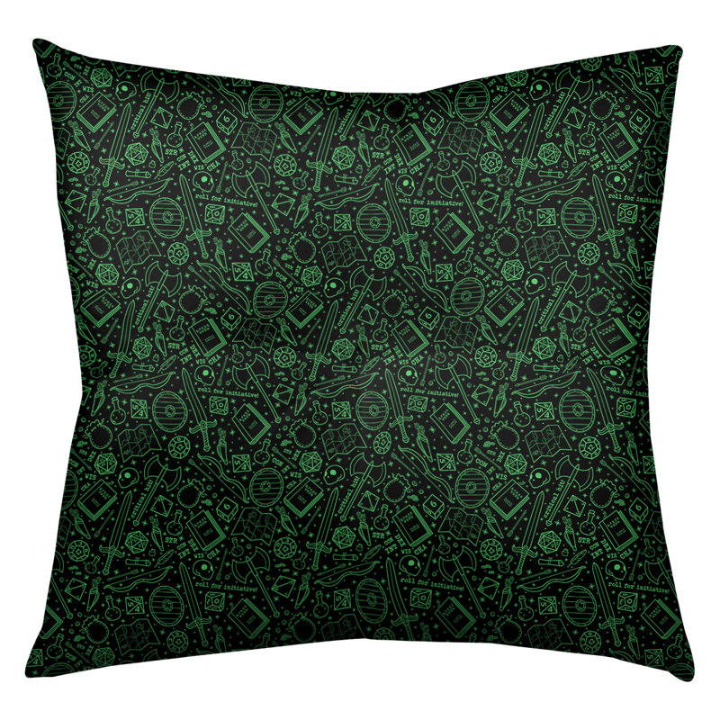 Coussin de sol carré Katelyn Elizabeth, 26 po x 26 po, Noir / Vert
