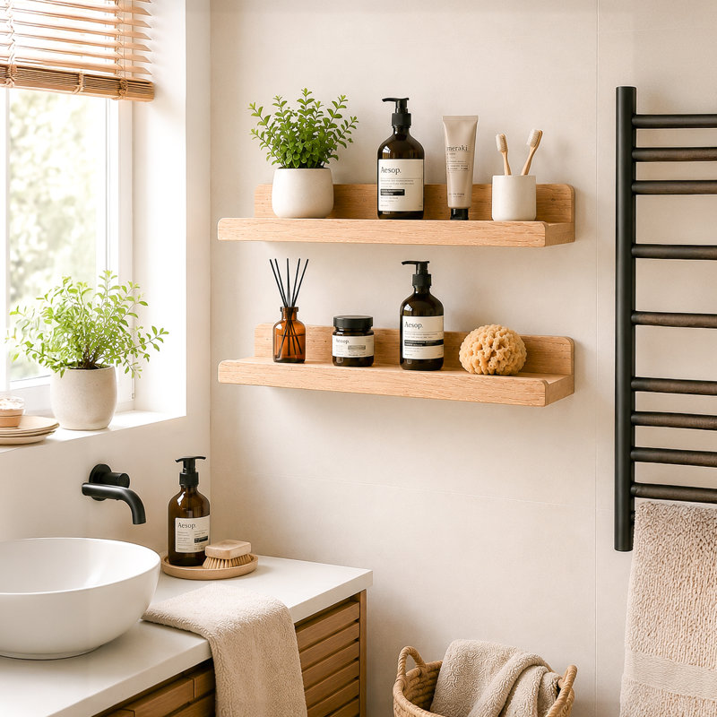 2 Piece MDF Floating Shelf, Walnut