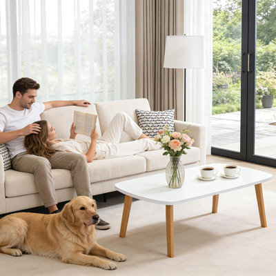 Table basse pliante en bois, table d'ordinateur portable pliable pour les petits espaces, table basse d'étude pour s'asseoir sur le sol pour le salon, la chambre à coucher, le bureau personnel, le dortoir, 39,4 x 19,7 po, blanc
