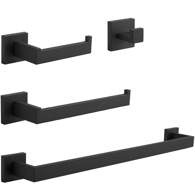 Bathroom Hardware Set 4 - Piece Bathroom Hardware Set, Matte Black