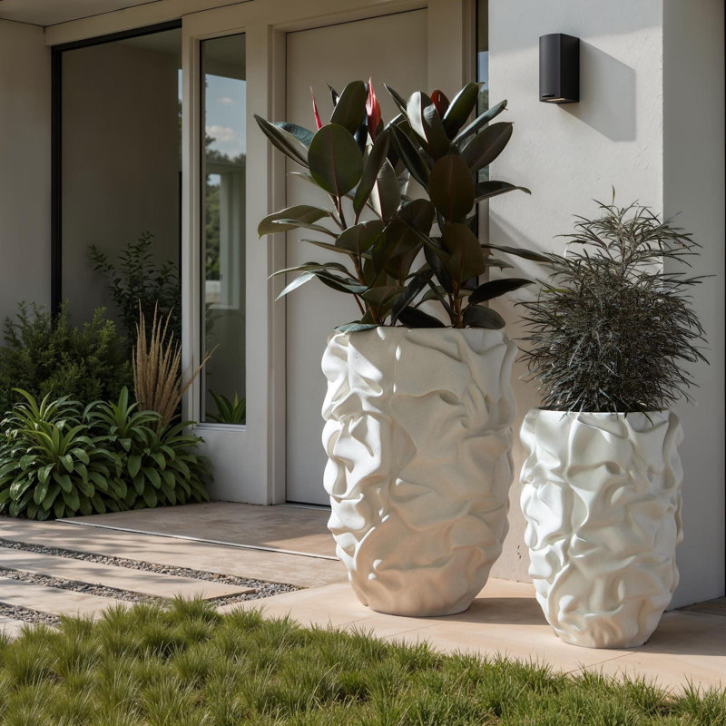 Drape Planter White Stone