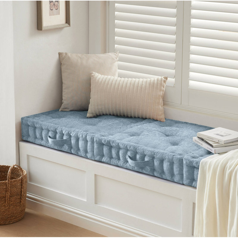 Coussin de sol carré en poly chenille - 24 x 24 po, Bleu aqua