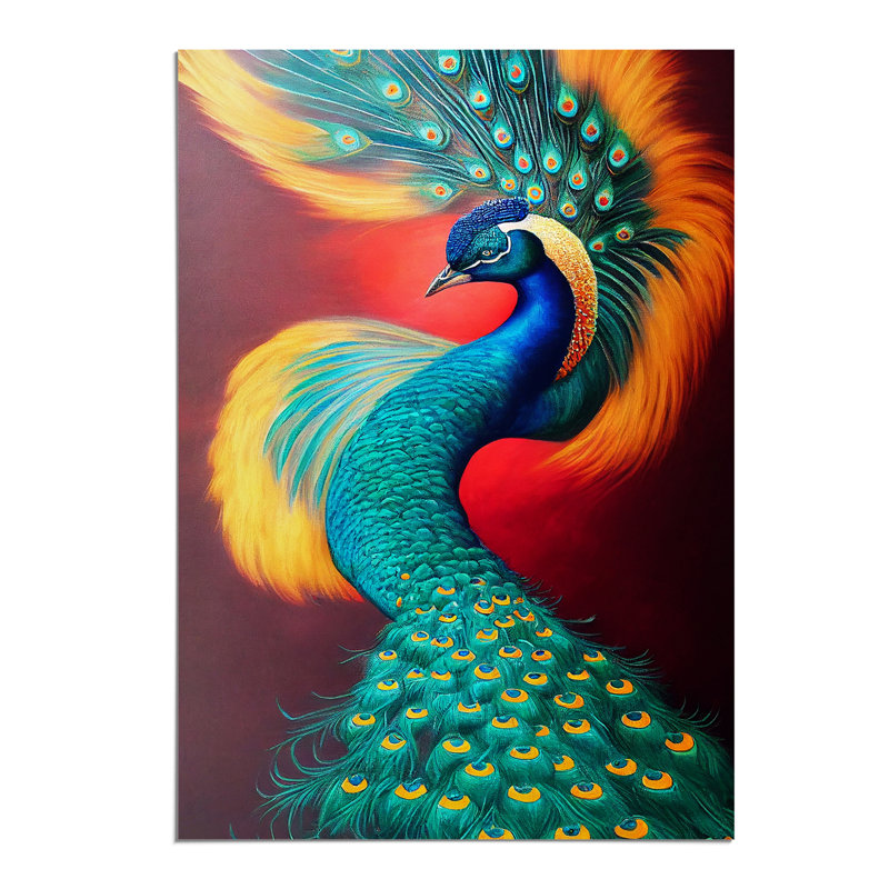 Bold Peacock Art No.2 - Wall Art, 29.7cm H x 21cm W, Paper, No Matte