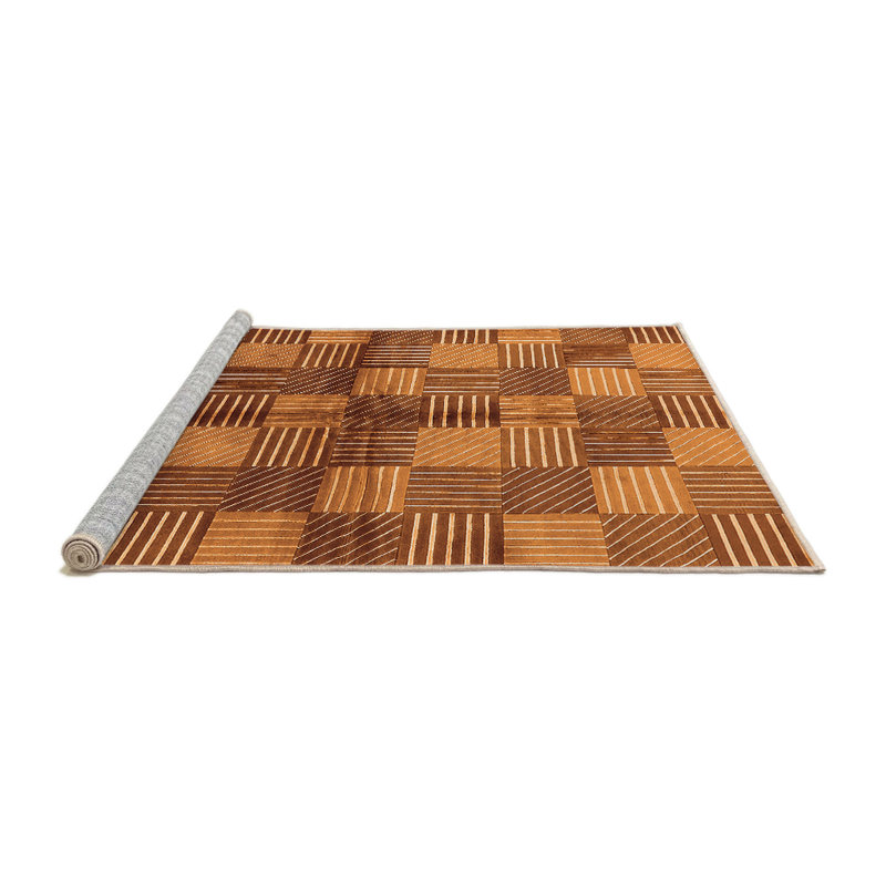 Tapis en chenille / polyester tissé à la machine Sherla - orange / brun, Rond 3 pi
