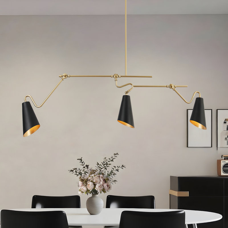 Dalisia 3 - Light Modern Kitchen Island Linear Black/Gold Pendant Light