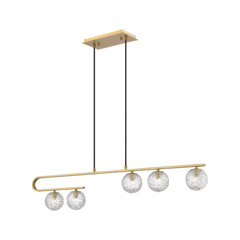 Gilah - 5 lumières pour îlot suspendu 45 po - finition nickel satiné, Laiton brossé