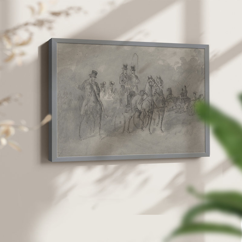 Croquis rétro - XXII - Reproduction encadrée - Restickable, H 8 po x l 10 po, Gris