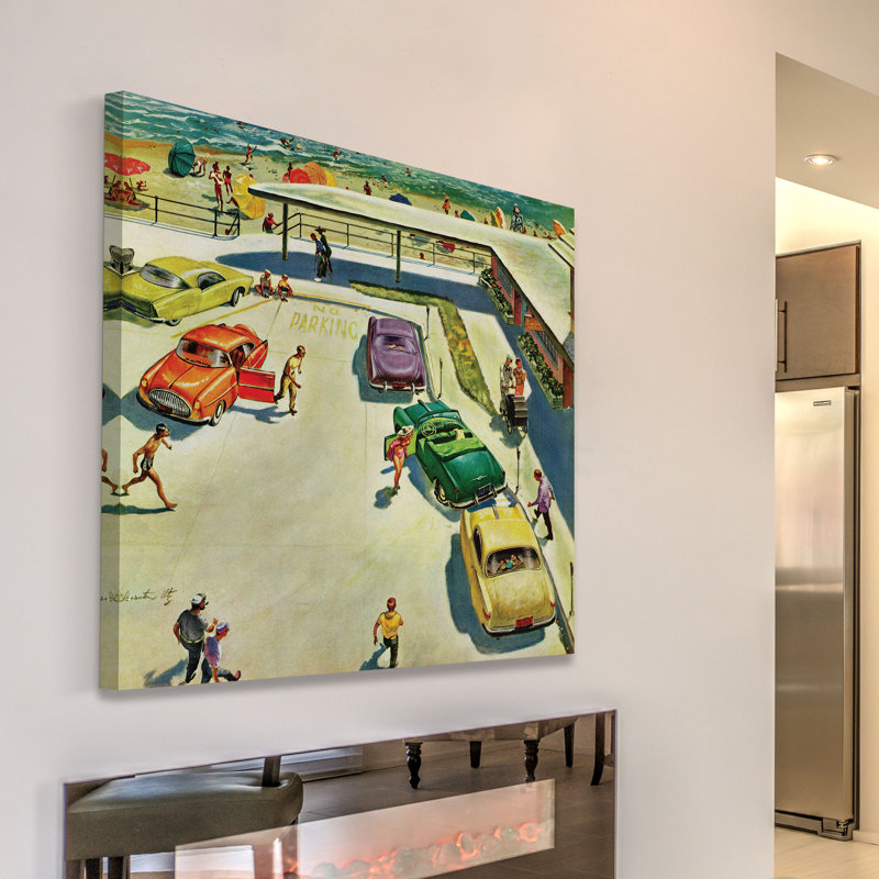 «Flat Tire at the Beach» par Thornton Utz, reproduction d'art sur toile tendue, H 48 po x l 48 po