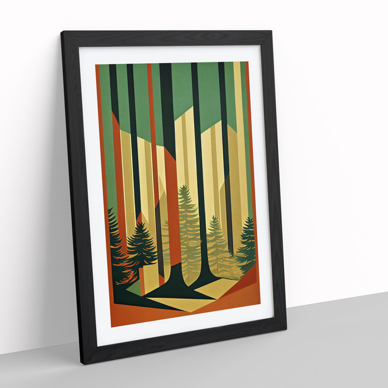 Forest Deco No.1 - Single Picture Frame Painting, 64cm H x 46cm W x 2cm D, Black
