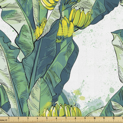Chousein Banana Tree Leaves and Exotic Summer Fruits Multi-Purpose Fabric