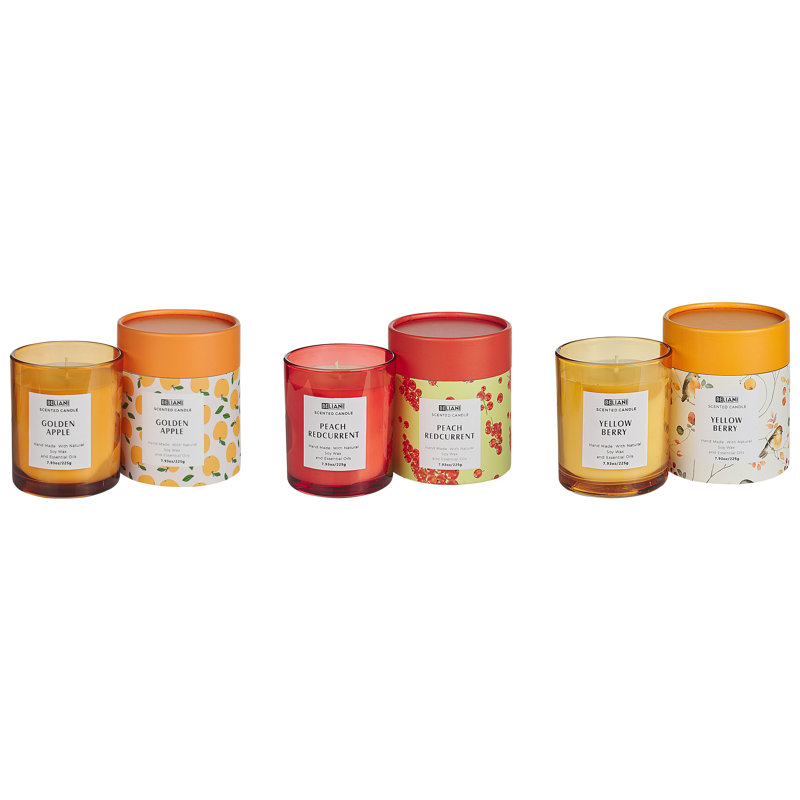 Scented Jar Candle, Yellow/Orange/Red, Sweet/ Fruity
