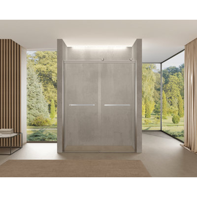 Eviva Luxor 60 In. W X 76 In. H Sliding Frameless Shower Door In Chrome With Tempered Glass