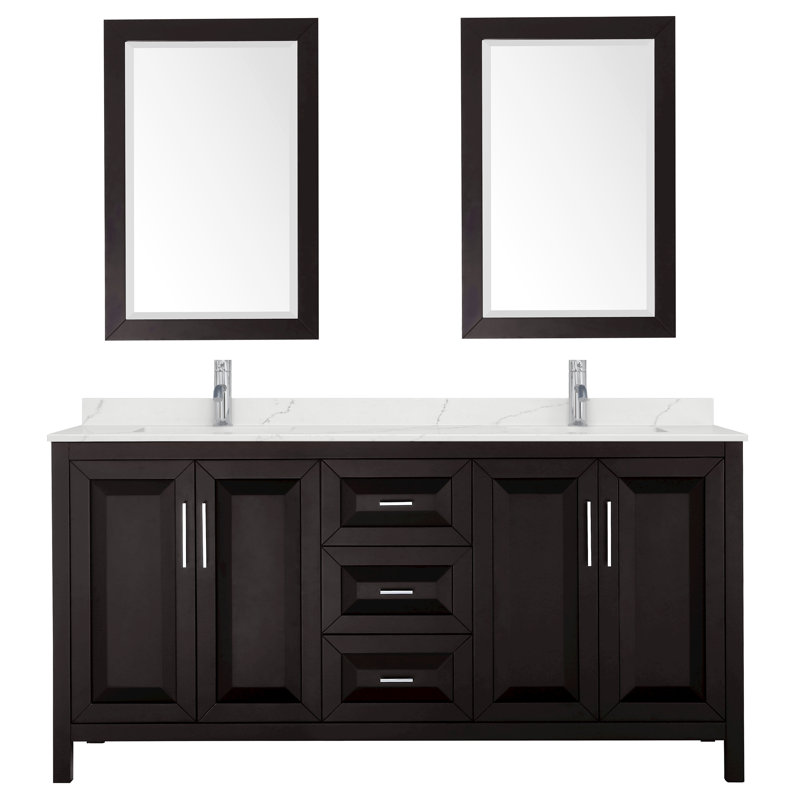 Daria 72'' W Vanity, Polished Chrome, Brown, Giotto Quartz