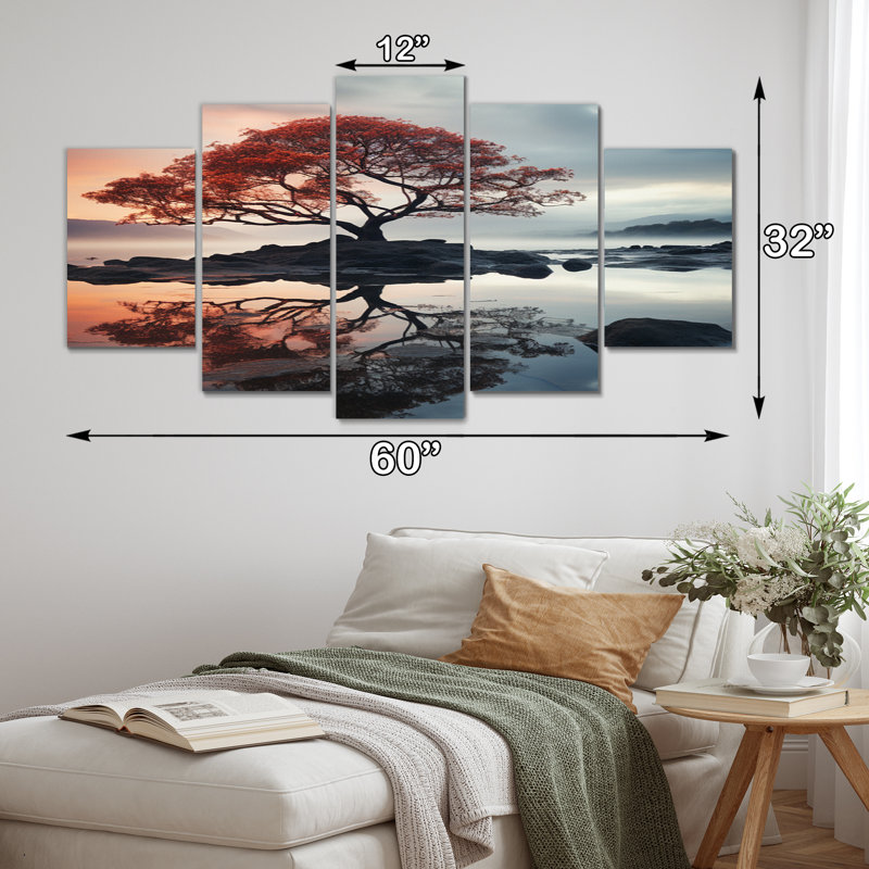 Sky Photo Celestial Reflections - Art mural sur toile paysages - 5 panneaux