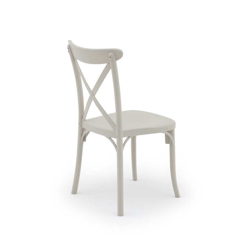 Loewen Stacking Patio Dining Side Chair with Cushion, Ivory White