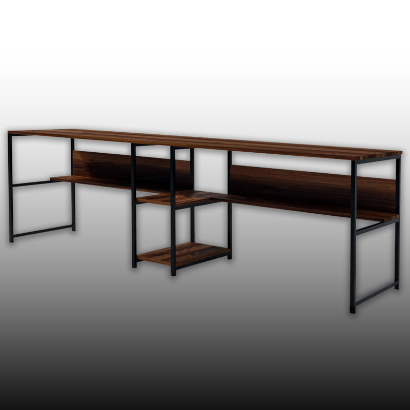 Bureau double pour 2 personnes, Noyer / noir