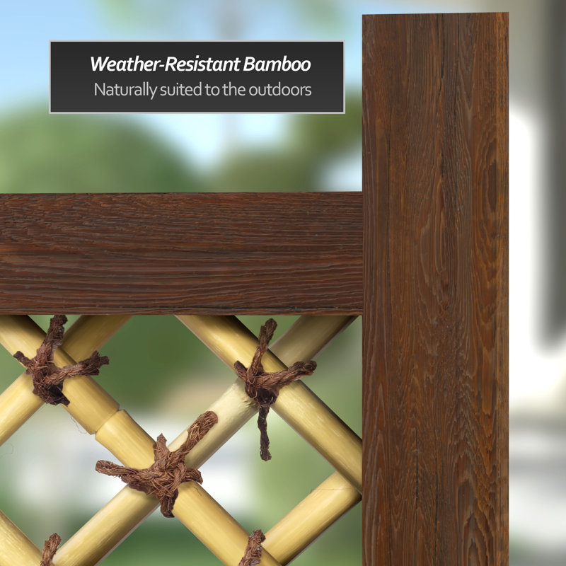 Japanese Zen Garden Fence Panel, 6' H x 3' W, Light Bamboo