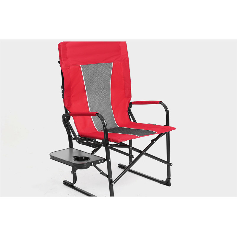 Chaise de réalisateur de camping, chaise pliante portative surdimensionnée robuste avec table d'appoint, pochette pour plage, pêche, voyage, pique-nique, rouge pelouse
