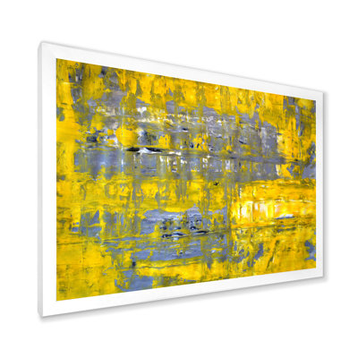 «Yellow Meets Gray Abstract Art I», peinture sur toile