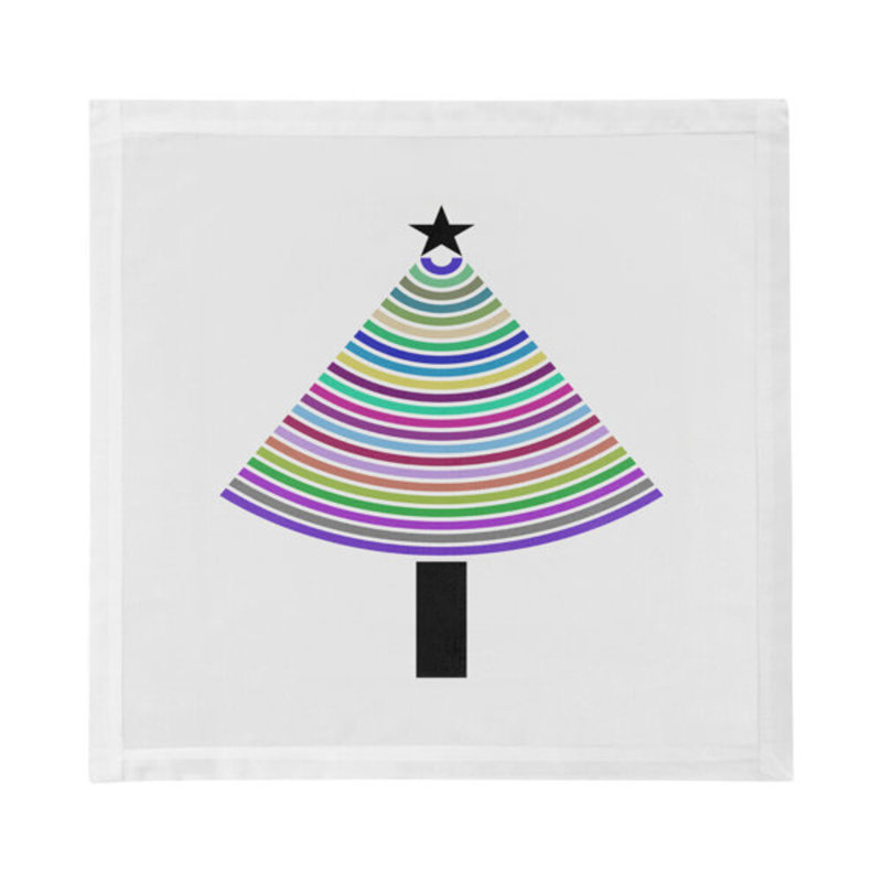Christmas Tree Brights Hemstitch 22" Linen/Cotton Napkin