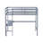 Twin Loft Bed with Built-in Desk, Rubber Wood High Loft Bed with Safety Guardrail & Ladder-1847988332