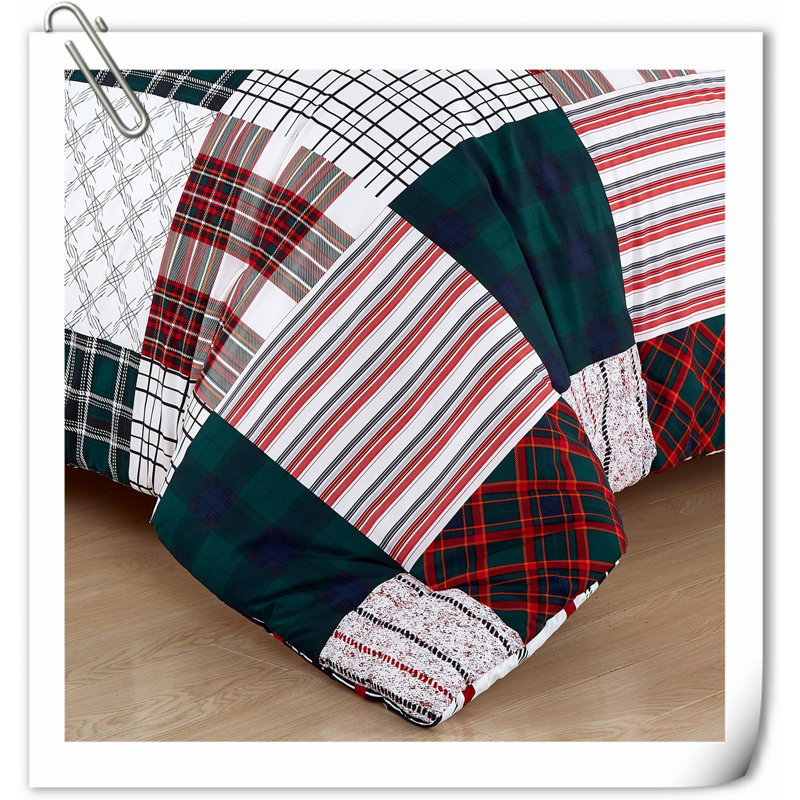 Ensemble de courtepointe en microfibre / polyester Quilts, Patchwork rouge / vert