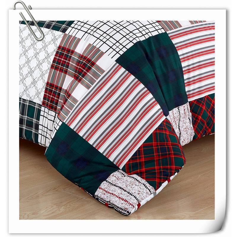 Quilts Machine Woven Quilt Set, Red/Green Patchwork