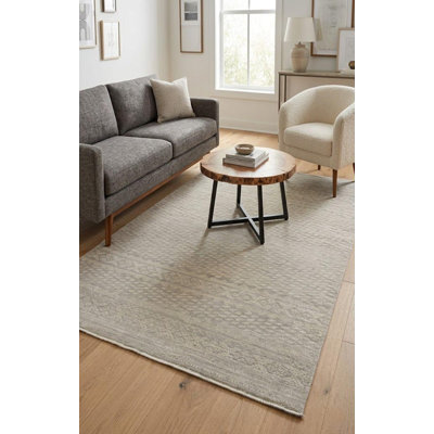 Muted Beige Geometric 5X8 Tribal Oriental Rug