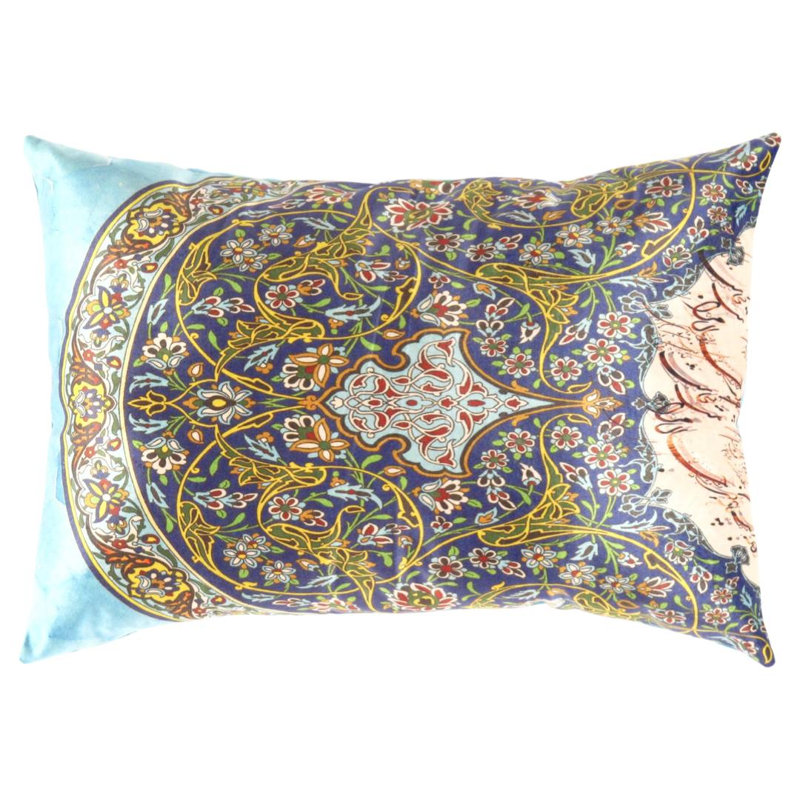 Velvet Throw Pillow, 16"H x 24"W, Rectangular, Navy Blue/Malibu/Yellow/Red