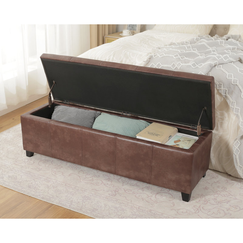 Banc de rangement avec repose-pieds 48 po, Brun