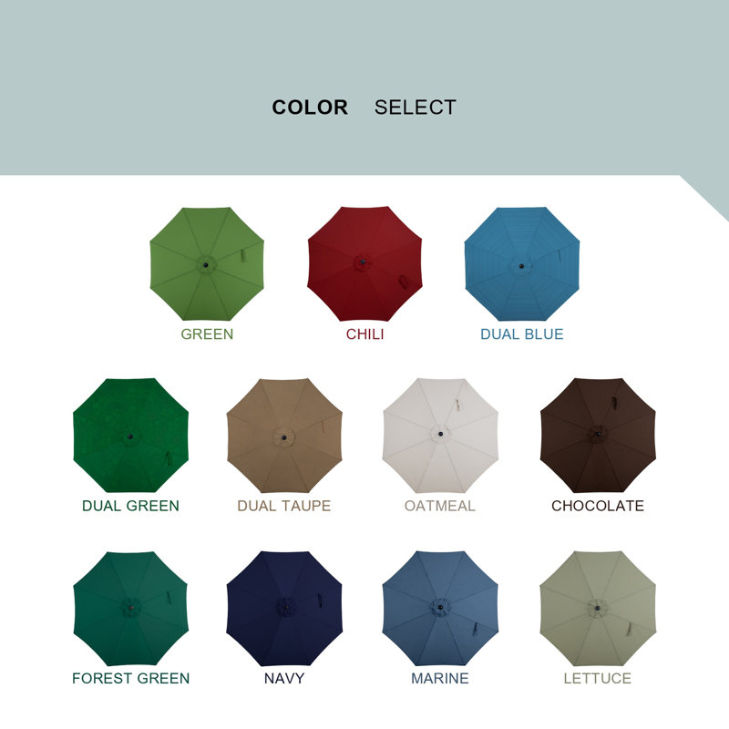 Parasol de terrasse avec frange de 10 pi Idaly avec poteau en aluminium couleur bois Idaly, Marin