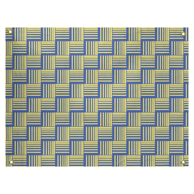 Tapisserie, H 26 po x l 36 po, Jaune/bleu