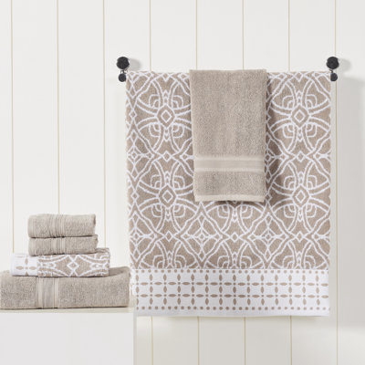 Ensemble de serviettes en jacquard réversible et en fil de coton réversible 6 pièces Modern Threads