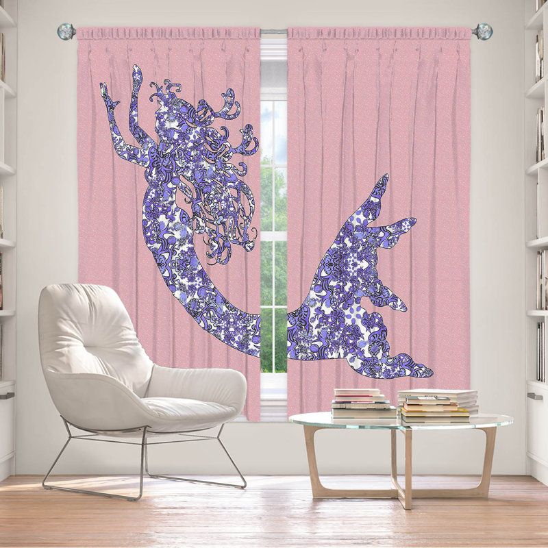 Paire de rideaux obscurcissant en polyester Rossy, Rose / pervenche / blanc, L 40 po x L 82 po
