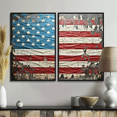 Vintage Liberty American Flag II - Large Flag Canvas Prints 2-Pieces