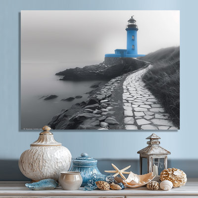 Photo de phare monochrome bleu en hiver II - phares, art mural