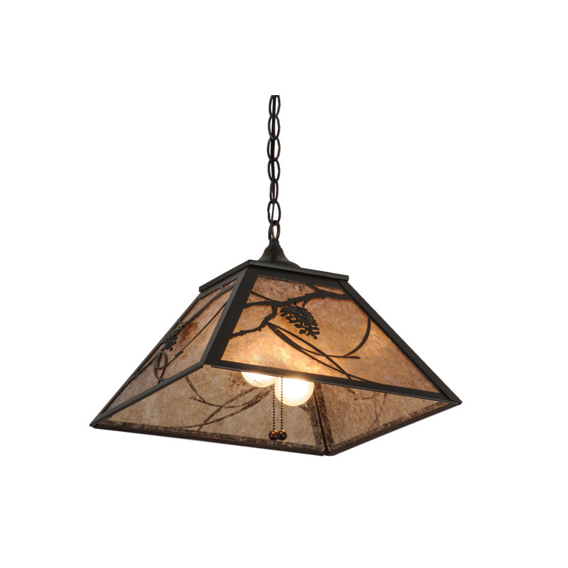 Luminaire suspendu pour 2 lumières unique, Argent, Bronze intemporel