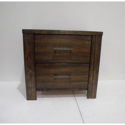 Wooden Nightstand with 2 Drawers in Oak Finish