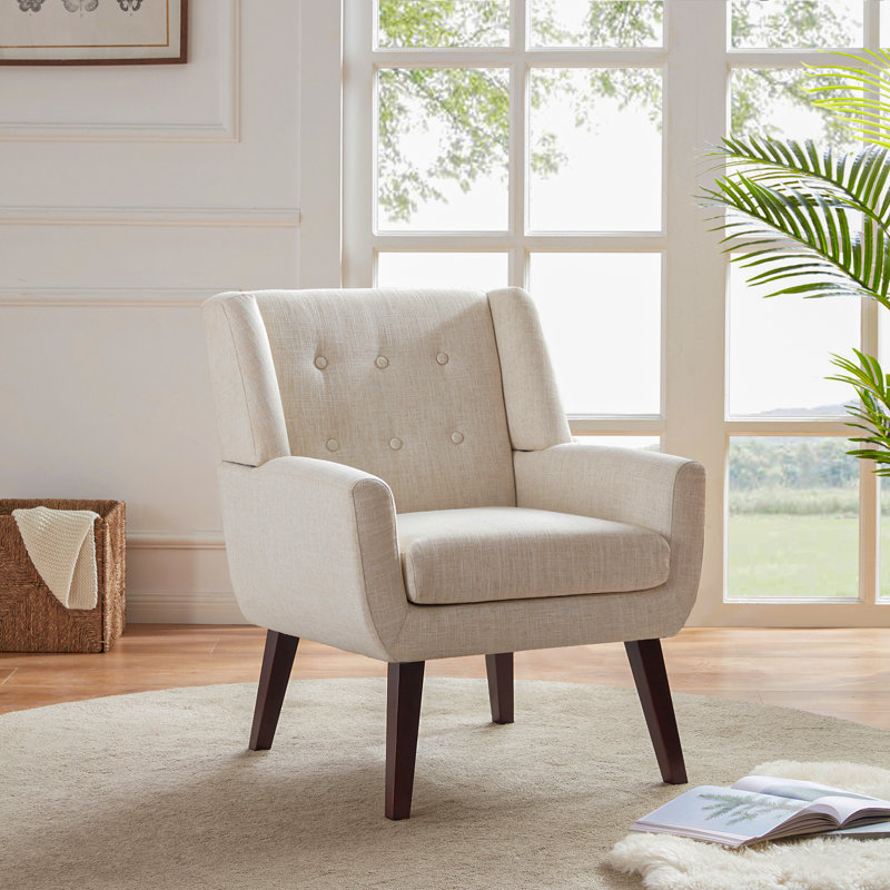 Halcott 29.2'' Wide Tufted Armchair, Beige Polyester Blend