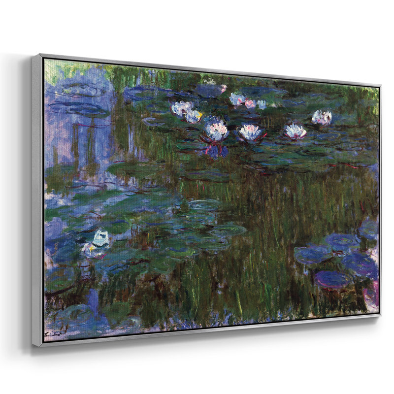 «Water Lillies # 3» par Claude Monet, reproduction sur toile, H 27 po x l 41 po x P 2 po, Argent