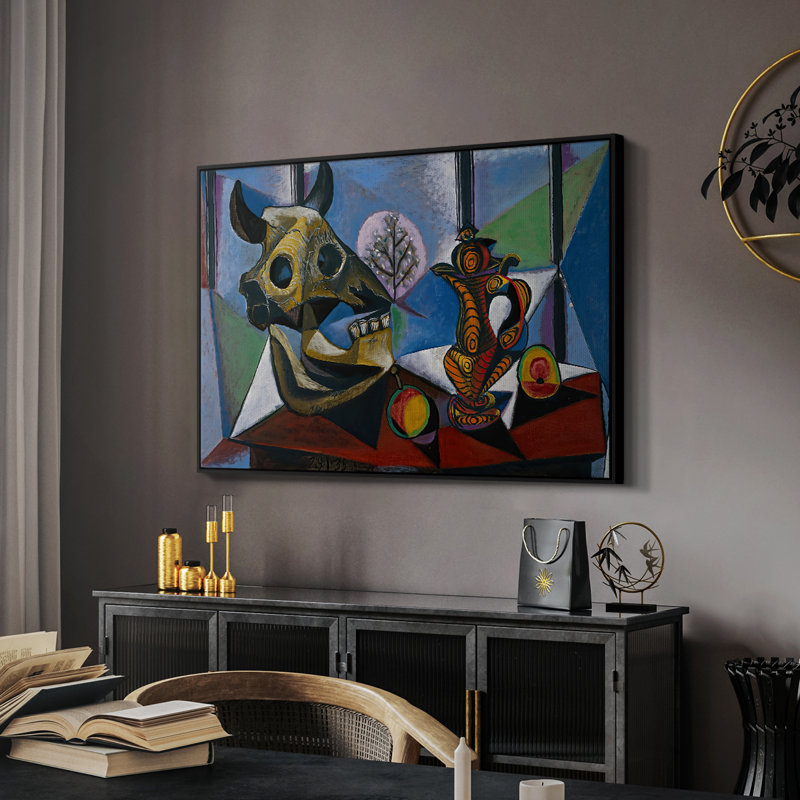 Nature morte avec crâne de taureau, 1939 - Pablo Picasso, toile tendue avec châssis, 26 x 40, Noir