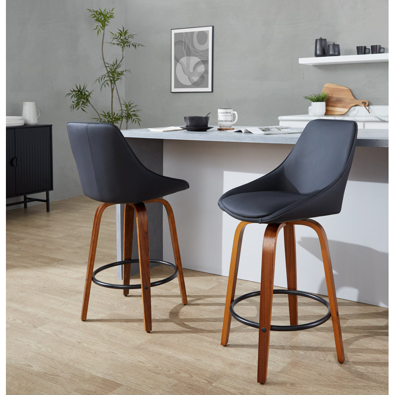 Tabouret de comptoir Rebecka Diana - ensemble de 2, Tabouret de comptoir (hauteur du siège : 24,75 po, Noir