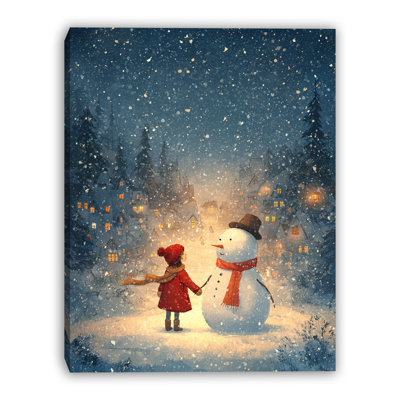 Snowman Village Friendship Wrapped Canvas Wall Art