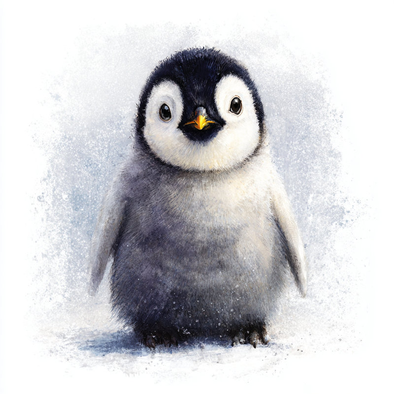 «Snowy Baby Penguin Portrait», art mural sur toile tendue