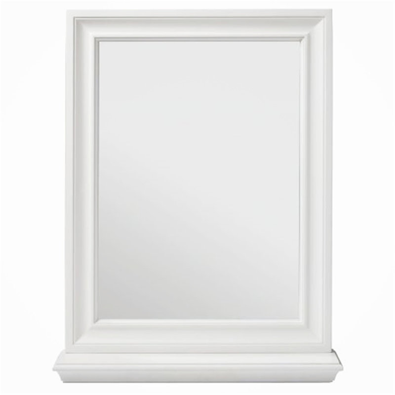 Flat Wall Mirror with Shelves, White